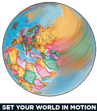 Set Your World in Motion (Image of a spinning globe)