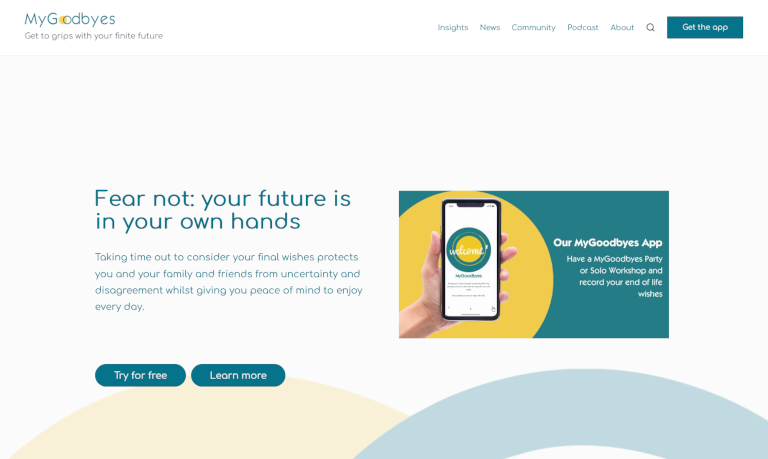 mygoodbyes APP website